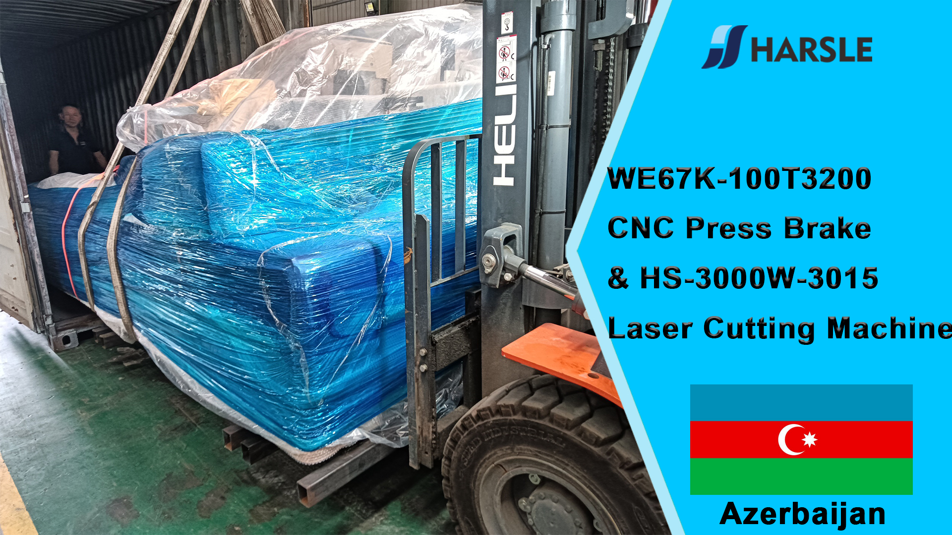 Azerbaijan-WE67K-100T3200 Prensa dobradeira CNC e máquina de corte a laser HS-3000W-3015