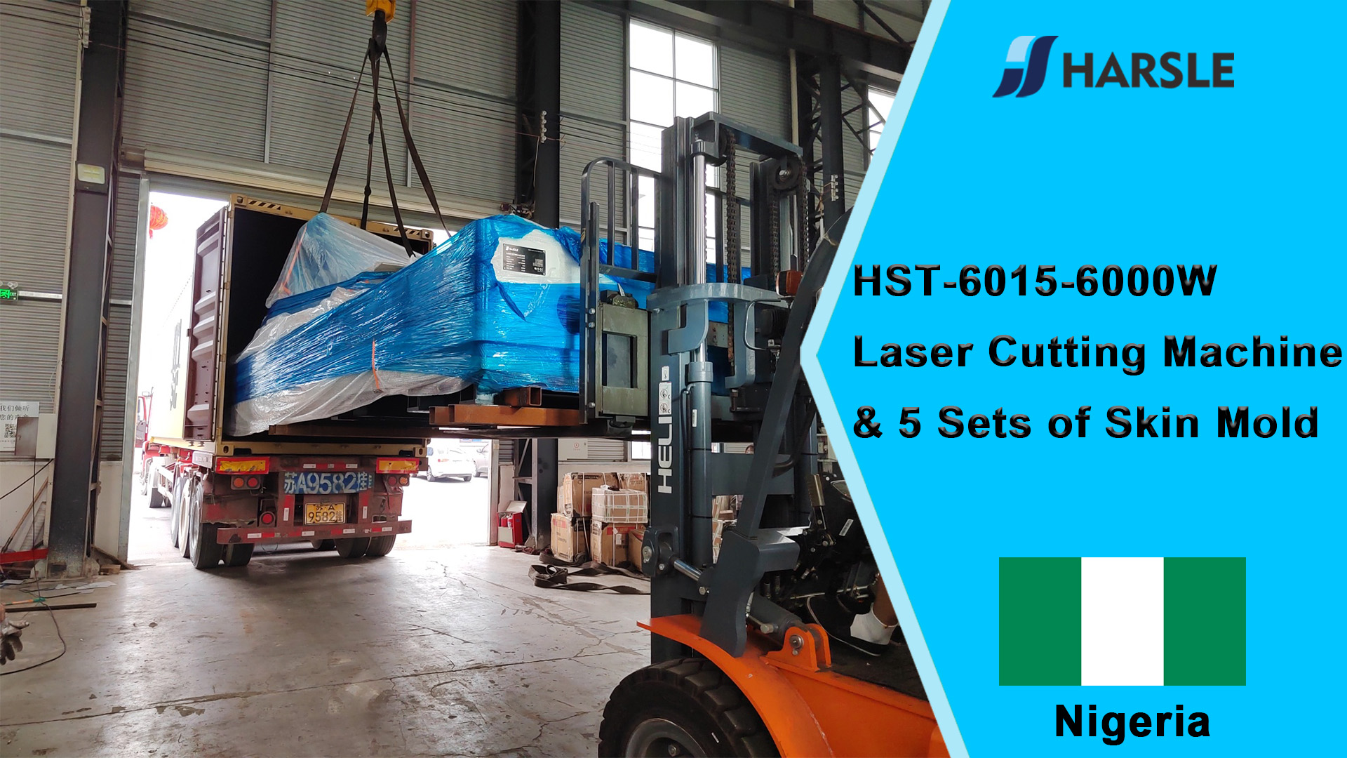 Máquina de corte a laser Nigeria-HST-6015-6000W e 5 conjuntos de molde de pele