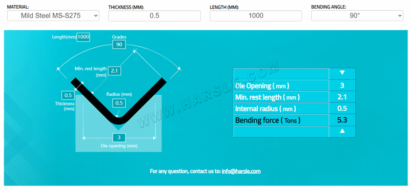 Calculadoras on-line de dobragem de dobradeiras