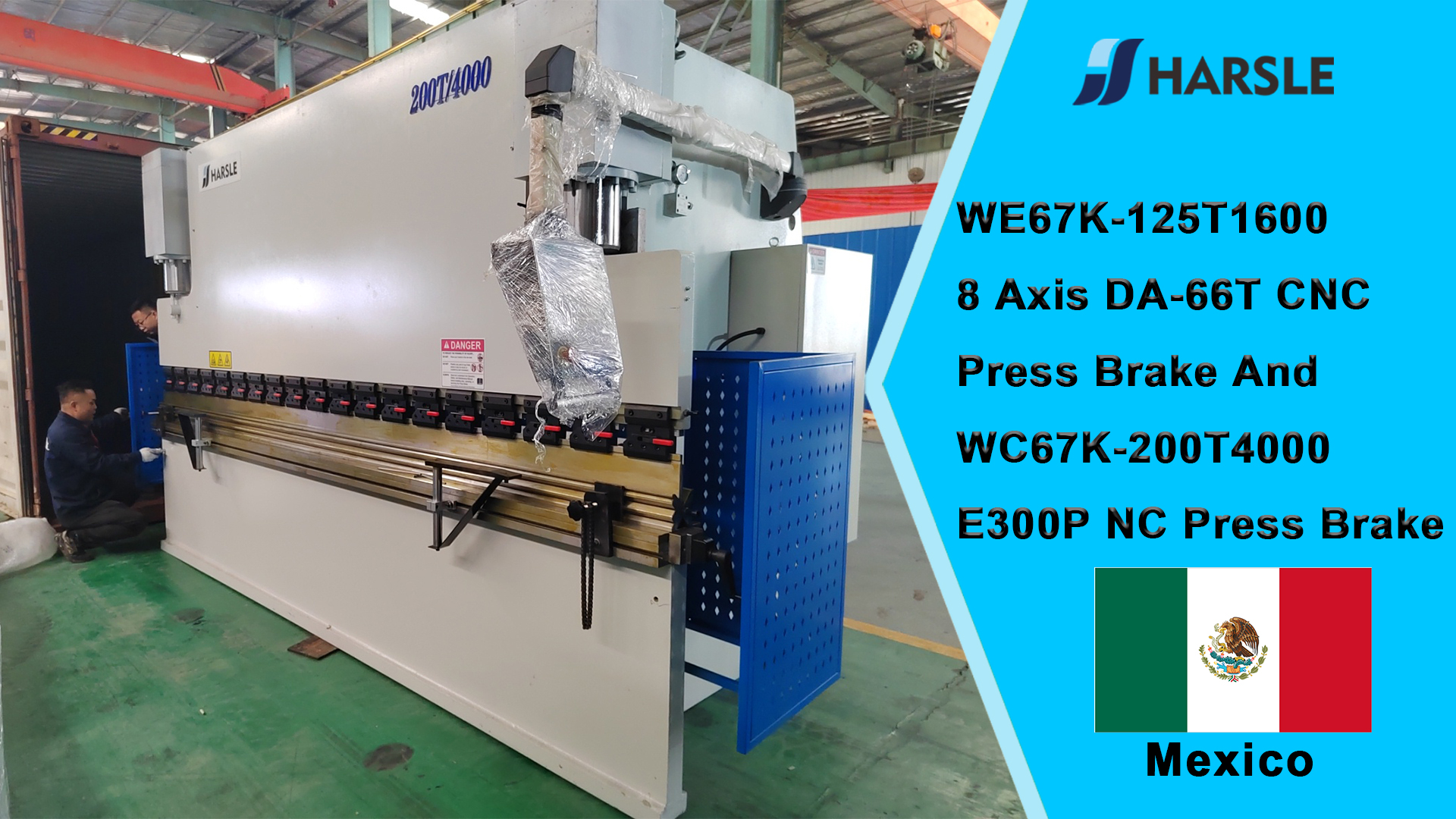 Dobradeira CNC México-WE67K-125T1600 8 eixos DA-66T e dobradeira CNC WC67K-200T4000 E300P