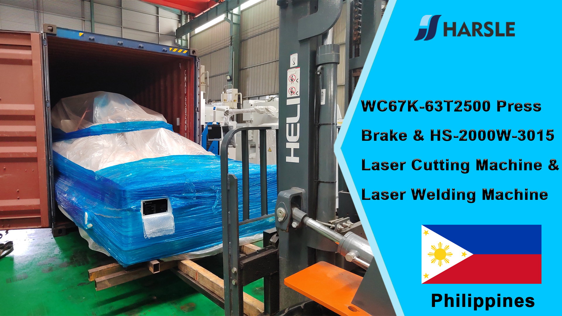 Filipinas-WC67K-63T2500 Prensa dobradeira e HS-2000W-3015 Máquina de corte a laser e máquina de solda a laser