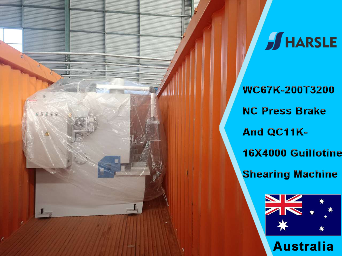 Prensa dobradeira NC Australia-WC67K-200T3200 e guilhotina QC11K-16X4000