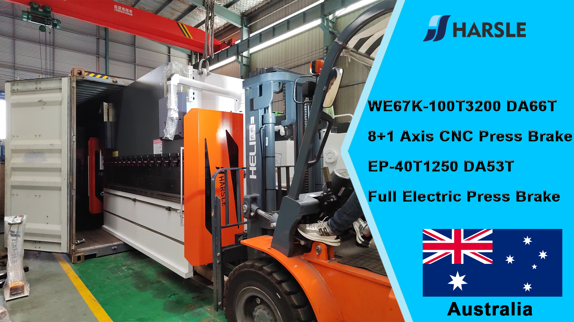 Australia-WE67K-100T3200 DA66T 8 + 1 Eixo CNC Press Brake EP-40T1250 DA53T Full Electric Press Brake