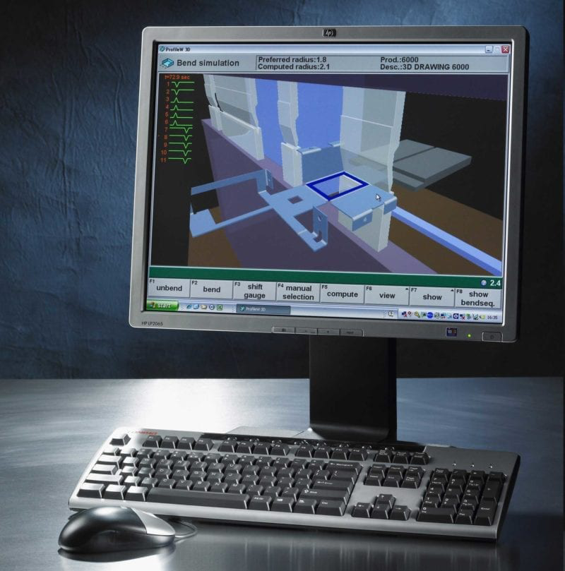 Programação de software offline DELEM Profile-T para simulação 3D completa para dobra de chapa metálica